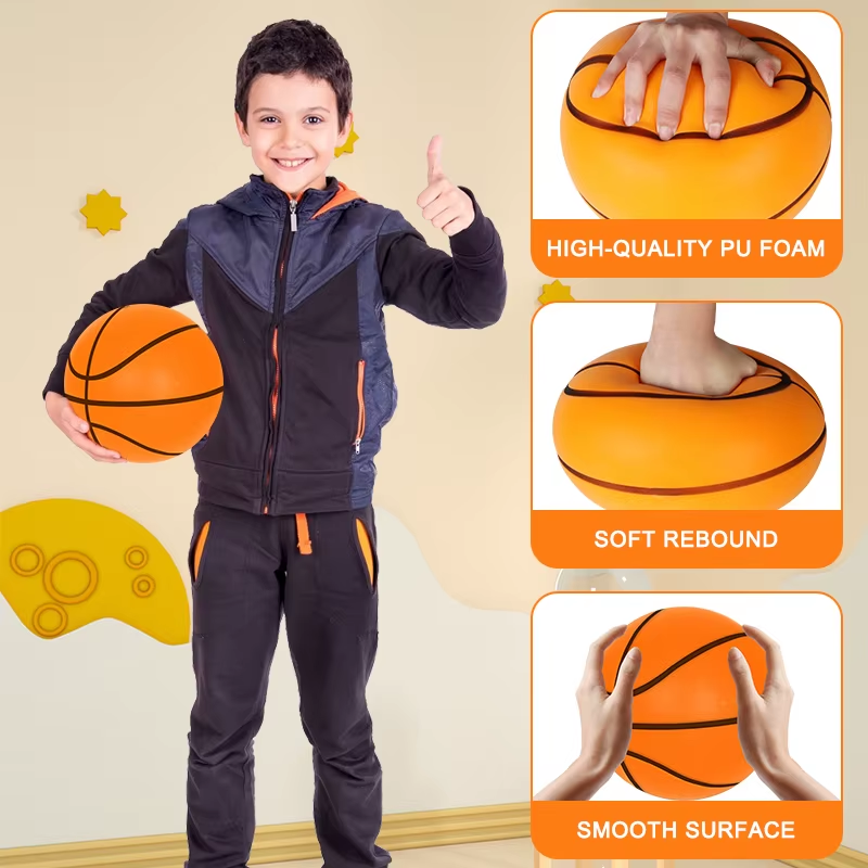 Silent Basketball Indoor Mute Bouncing Ball High Density PU Foam Squeezable Quiet Basketball No Noise Children Sports at Home
